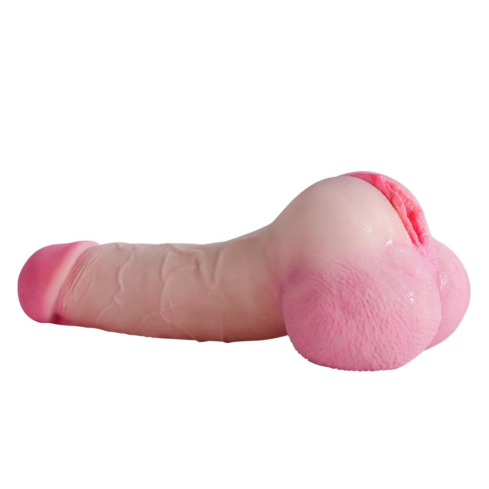 TPE Soft Realistic 2-in-1 Artificial Penis + Vaginal Adult Sex Toys for Men Women Masturbator Tools