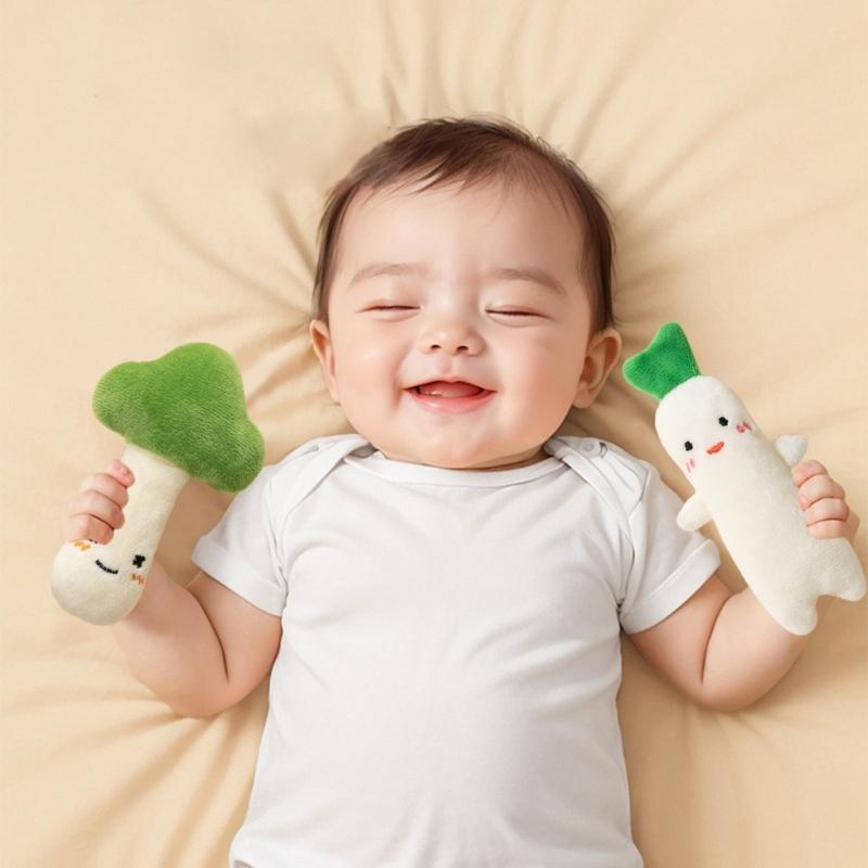 Infant Comforting Toy Lovely Cartoon Shape Hand Grip Doll Sensory Development Toy for Crib Strollers Travel Daily