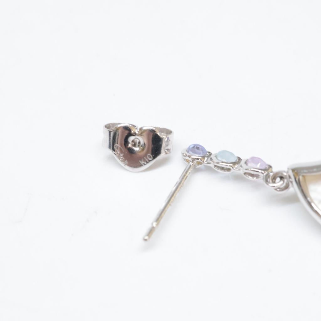 STAR JEWELRY [Beautiful Condition] K10 SUNSET COLORS Drop Motif earring White goldUsed