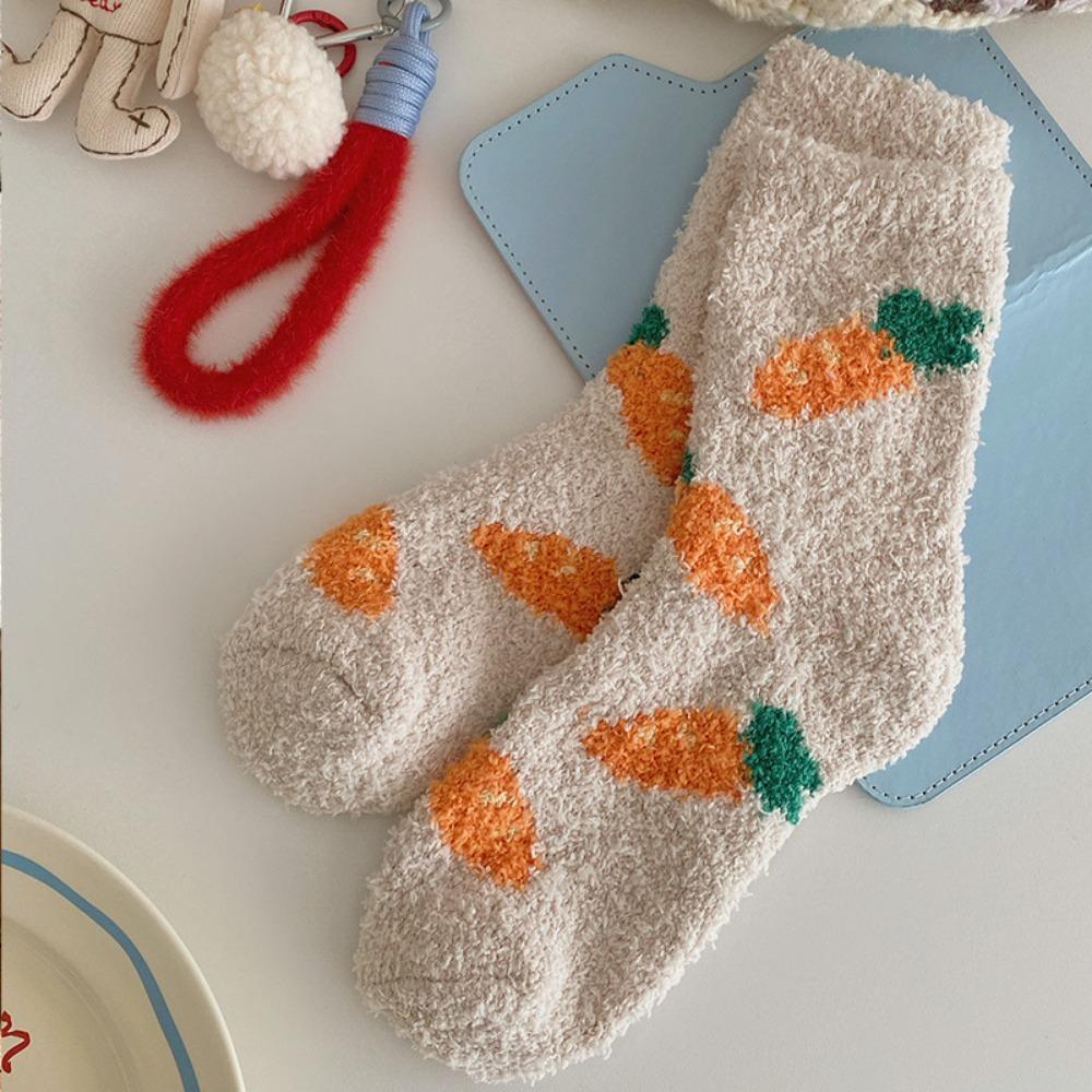 Thicken Coral Fleece Socks Warm Sleep Socks Cartoon Fuzzy Floor Socks  Women Socks