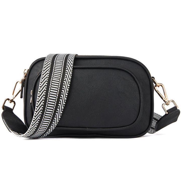 Ielgy Embroidered Grid Messenger Bag Retro Popular Color-Blocking Webbing Shoulder Small Square Bag