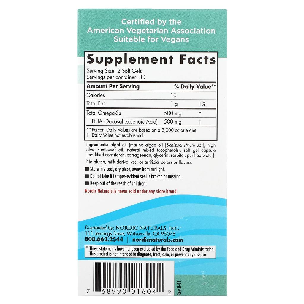 Seaweed Dha, 60 Softgels (250Mg Per Softgel)