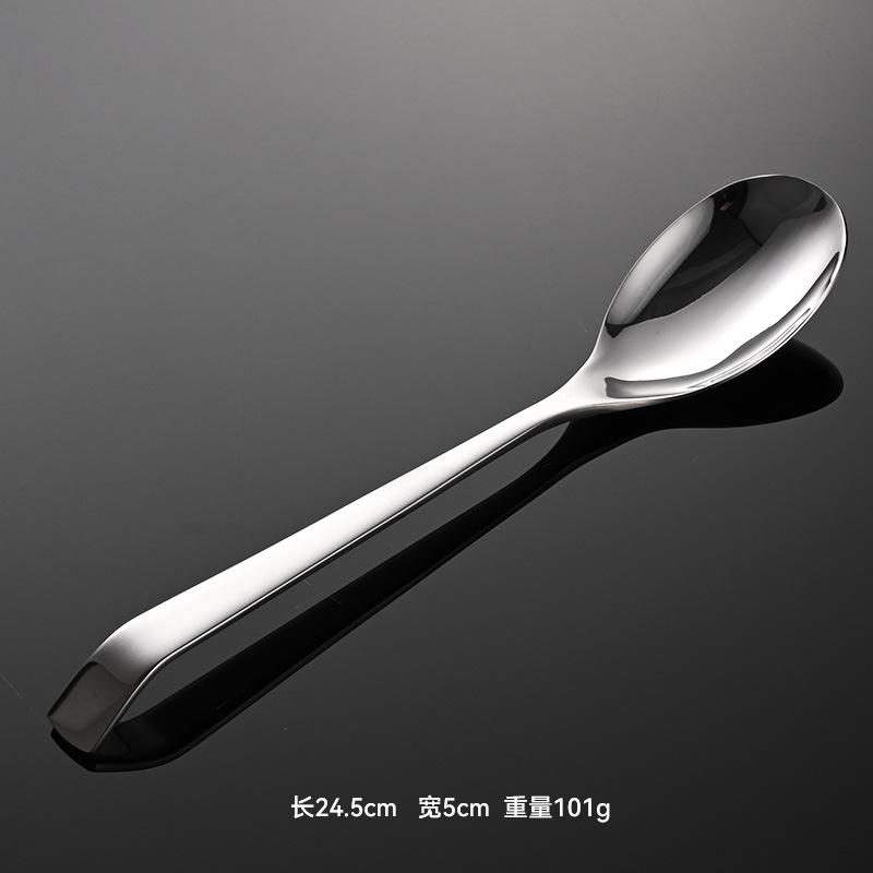 304 common spoon leakage stainless steel tableware New Era large curved square handle vegetable spoon long handle service spoon
