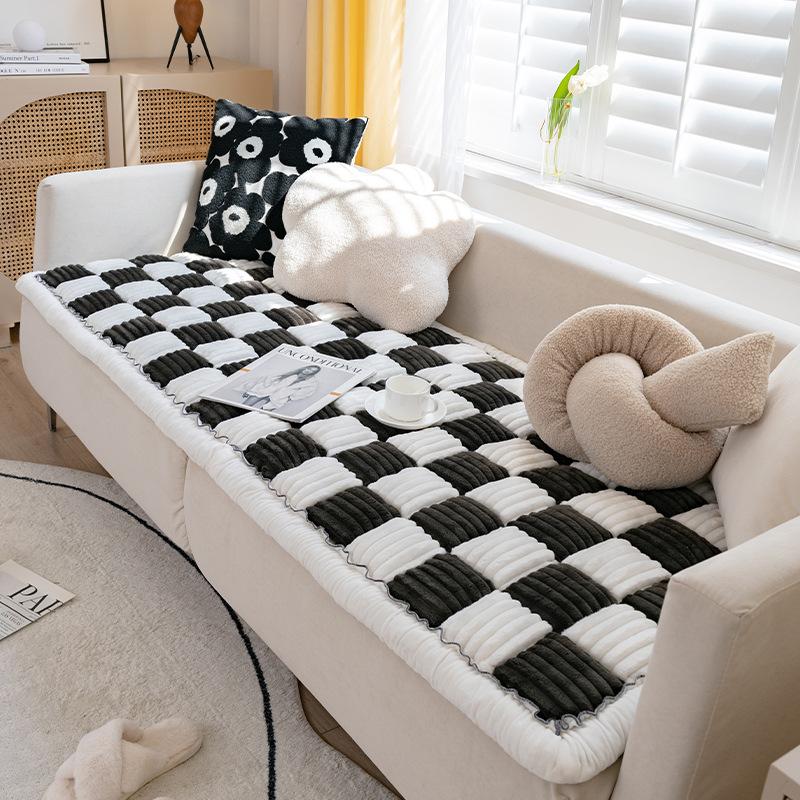 Plush Square Ins Wind Steamed Bread Pad, Solid Wood Handmade Sofa Cushion, Leather Seat Cushion, Universal In All Seasons, Non-Slip, Thickened Nordic