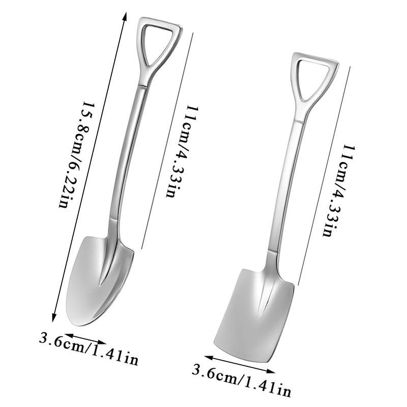2-4pcs Stainless Steel Shovel Coffee Spoon Set Scoop Shovel Creative Tea-spoon Ice Cream Dessert Spoon Birthday Gift Tableware