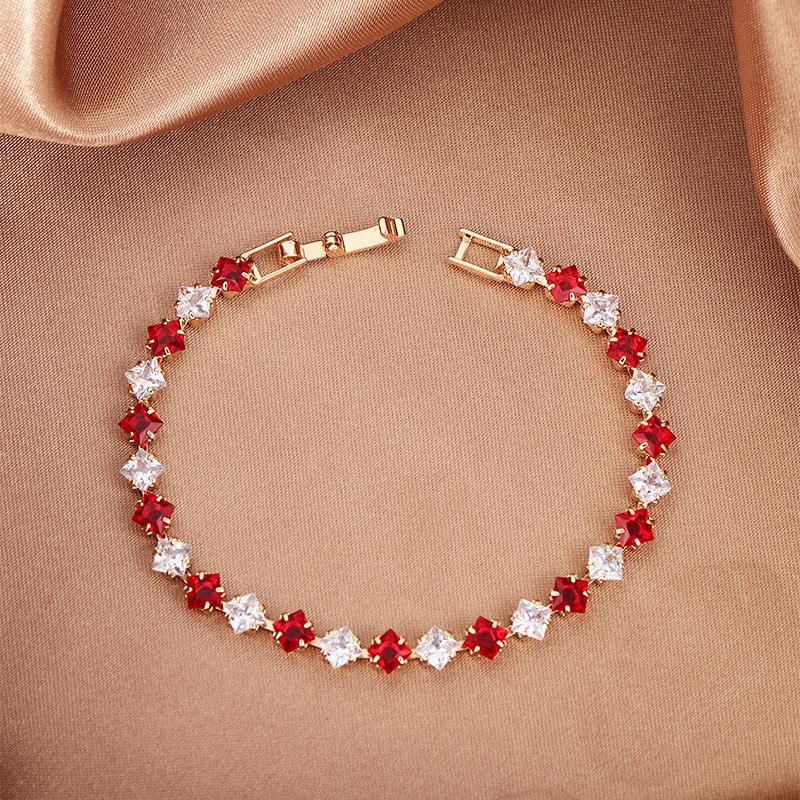 Brățară colorată cu zircon placată cu aur pentru femei - Bijuterii de lux ușor high-end cu cataramă pliabilă