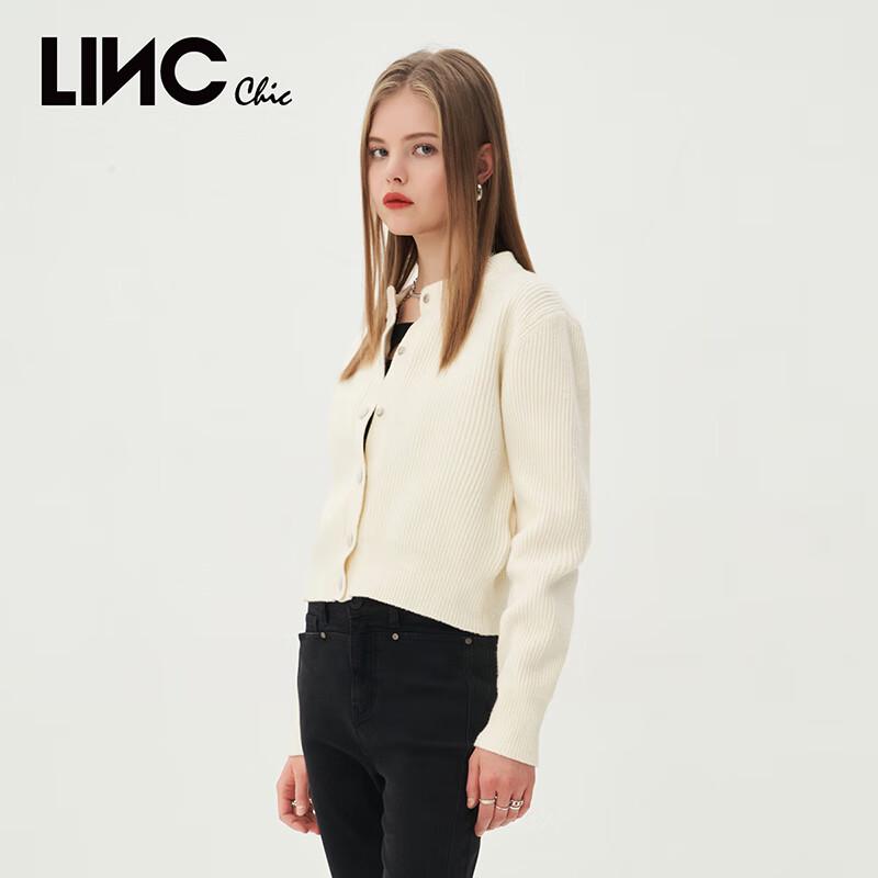 Jin Yujie Women's 22% Wool Blend Round Neck Knit Cardigan