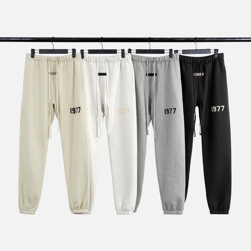 ESSENTIALS 1977 FOG Pantaloni Sportivi Casual Larghi alla Moda High Street con Velluto