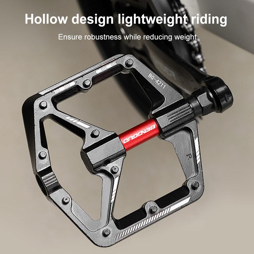 Double DU Bearing Ultralight Bike Pedals Aluminum Alloy Bicycle Platform Pedals Anti-Slip Cycling Safety Pedals for Night Riding