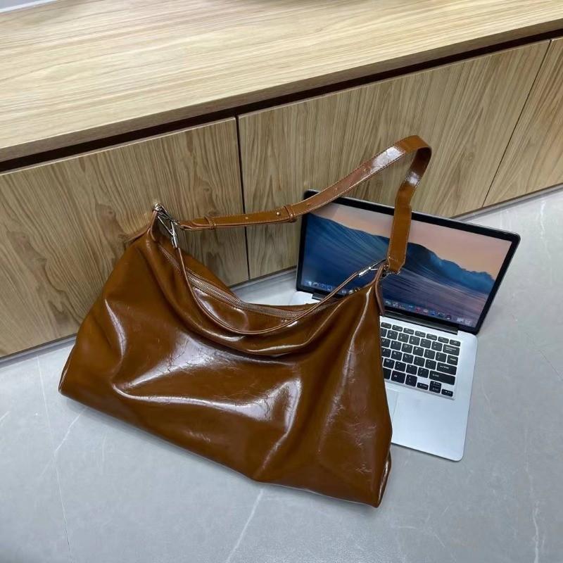 IELGY Ladies Underarm Bag Fashion Oil Wax Leather Trendy Casual All-Match Large-Capacity Cross @-