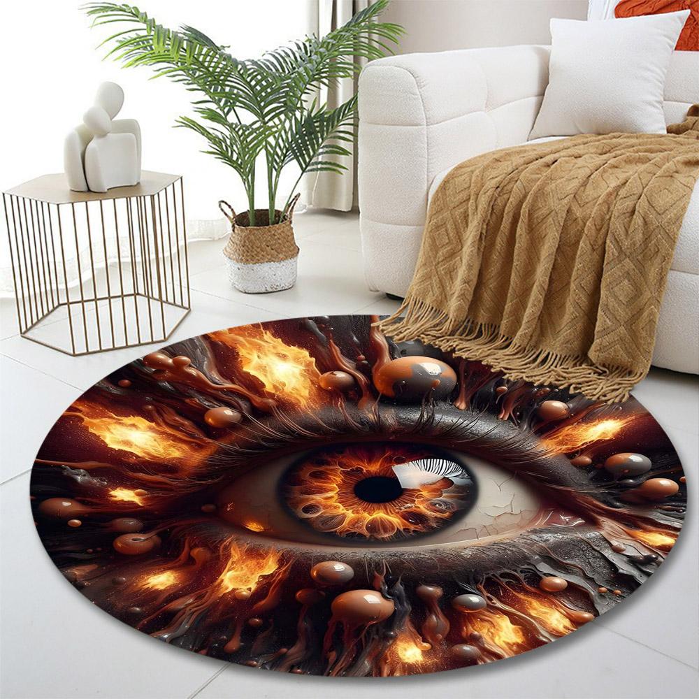 Fiery Eye Explosion Design Print round rug, living room, bedroom, playroom carpet, non slip floor mat, gift