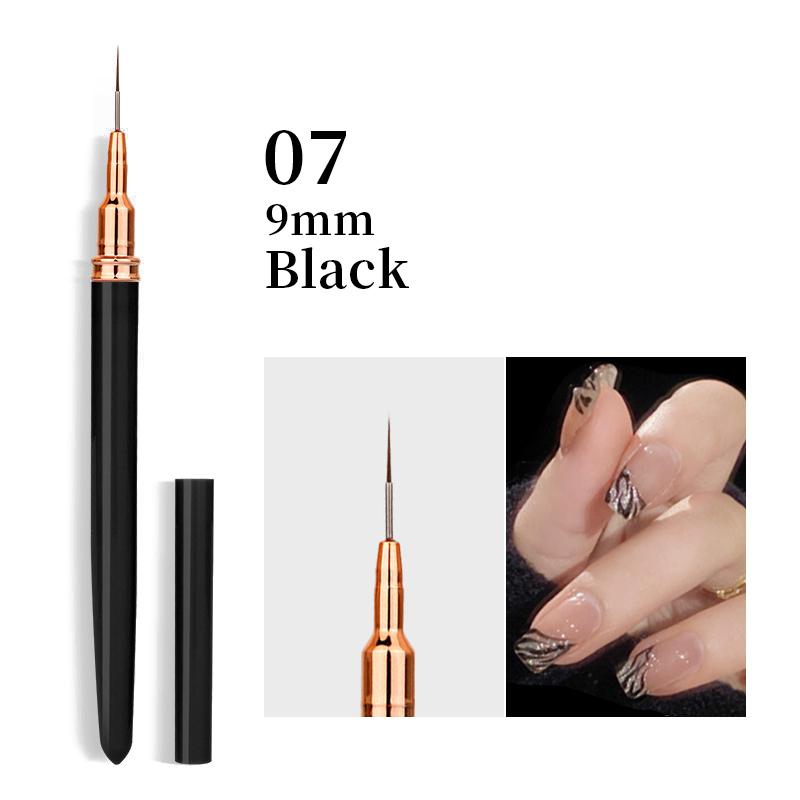 7/9/11/15/25mm Nail Brush Acrylic French Stripe Line 1Pcs Pink Black UV Gel Painting Pen Carved Nail Art Liner Brush For Manicur