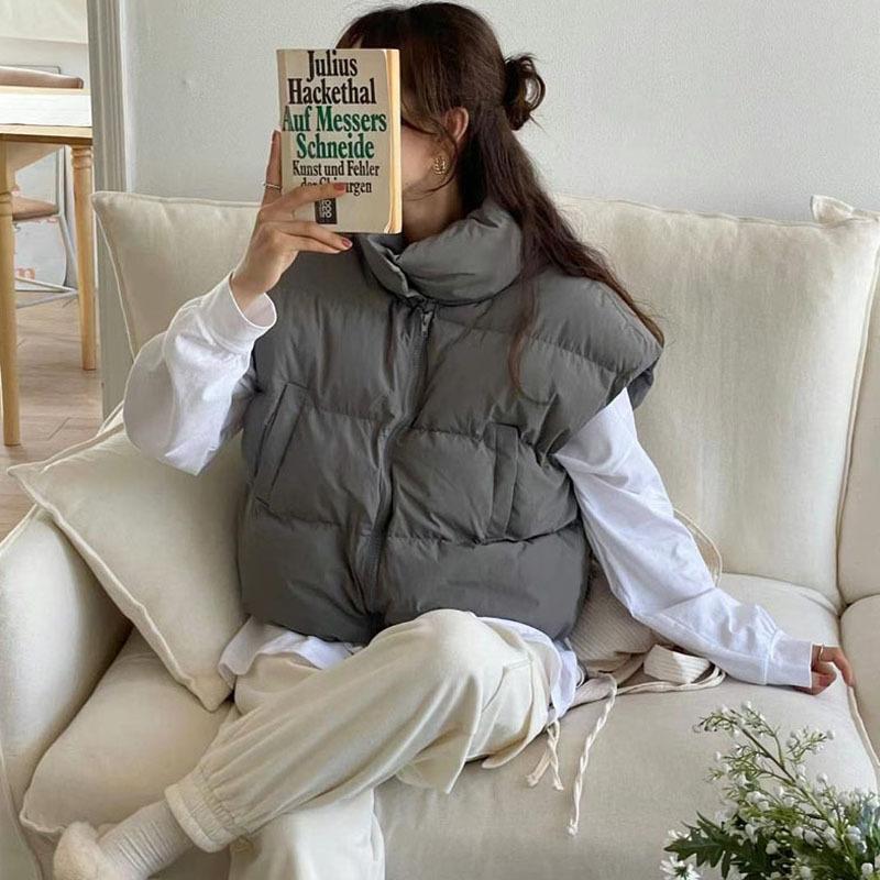Kendou Wind Small Cotton Vest Women's Short Thickened Stand-up Collar Loose Casual Outer Wear Large Size Vest Vest Vest Vest Vest