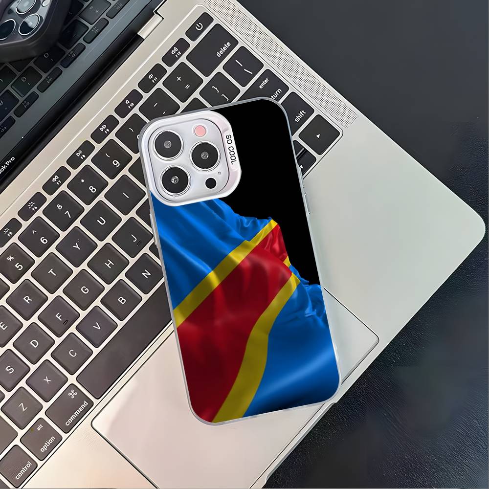 Democratic Republic Congo Flag For iPhone 17,16,15,14,13,12,11,Mini,Pro,E,SE4,XS,MAX White Shockproof Candy Matte Cover