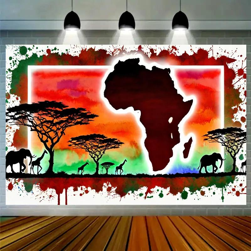 Vibrant African Silhouette 243.84x182.88cm Polyester BannerDJH