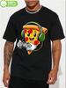 Funny Pizza Slice Character Gaming Graphic T-shirt - 100% Cotton Casual Short Sleeve Tee with Cartoon Design for Gamers & Food Lovers