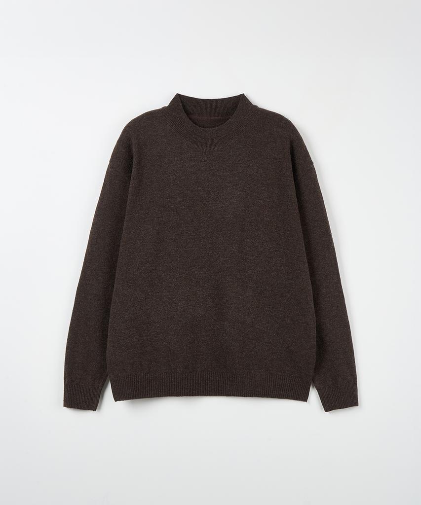 NODU Mock Neck Half Turtleneck Knit [Brown]