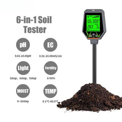 6-in-1 Bodenanalysegerät Feuchtigkeitsmesser Werkzeug Multifunktionaler Gartenpflanzen-Bodenwasser-Messgerät