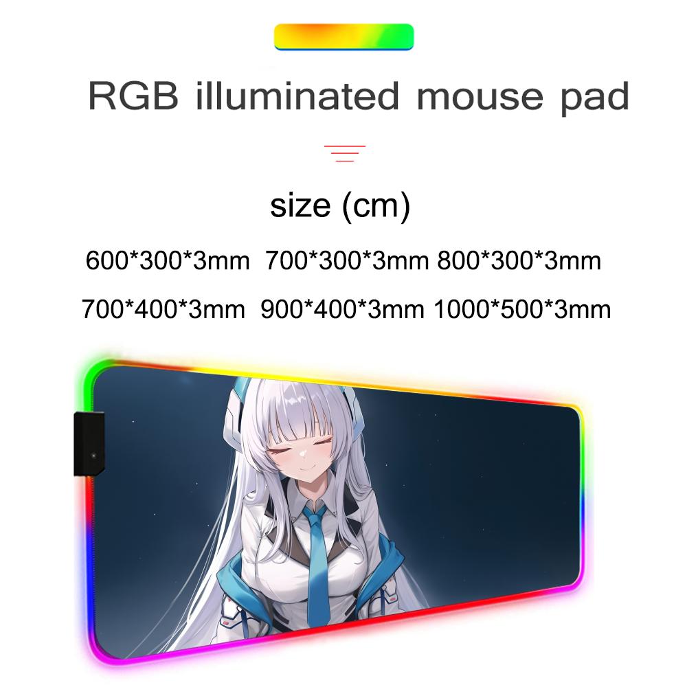 noa blue archive Mouse Pad RGB Gaming Mousepad Big LED Pad PC Desk Mat Luminous Mouse Pad Large Keyboard Mats Table Rug With