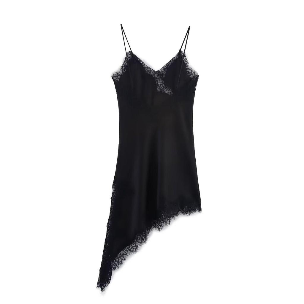 Asymmetrical Lace Strappy Dress - Fashionable European & American Holiday Style