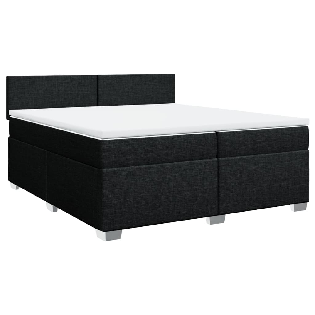 Box Spring Bed with Mattress Black 200x200 Cm Fabric