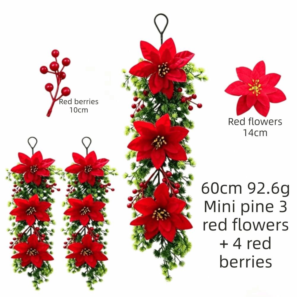 Faux Flower Artificial Pine Branch Wall-Mounted Hanging Ornament Christmas Hanging Vine Home Party