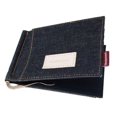 Proud Denim Money Clip for Men with Coin IC Card Thin [Need Network] Japan's Purse, Bi-fold, Pocket, Wallet, Billfold, Lightweight, Simple, Plain,