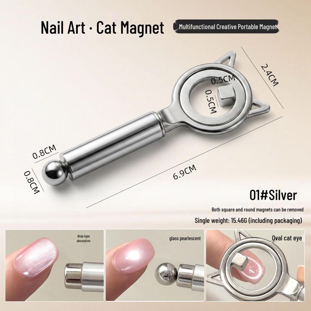 Magnete Triplo Occhio di Gatto: Strumento Magnetico per Unghie Cilindrico, Forte e Grande