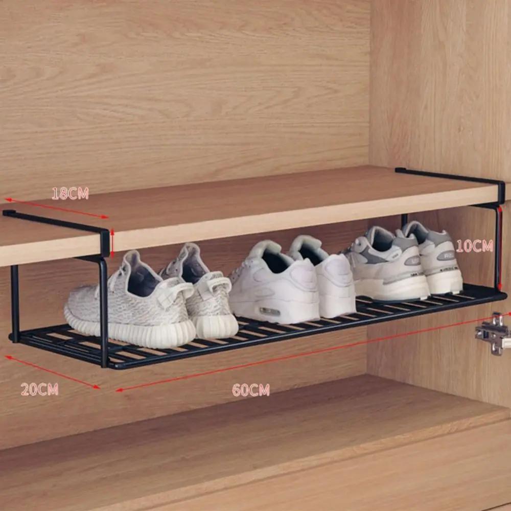 Многофункциональная нижняя подвесная полка для обуви многоуровневая перегородка для хранения обуви на кухне экономящая место полка для обуви small чёрный 17145₽