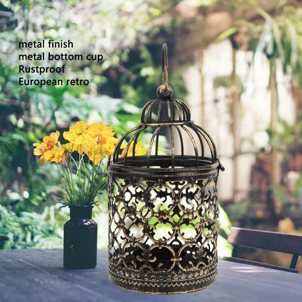 Metal Iron Candle Holder European Retro Hanging Candle Lantern Wedding Decoration A