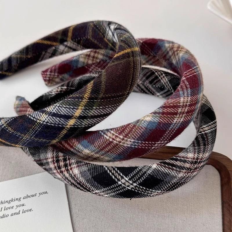Fashion Women's Plaid Cloth Headbands with Sponge Padding for Ladies And Girls Casual Hair Hoops Accessories