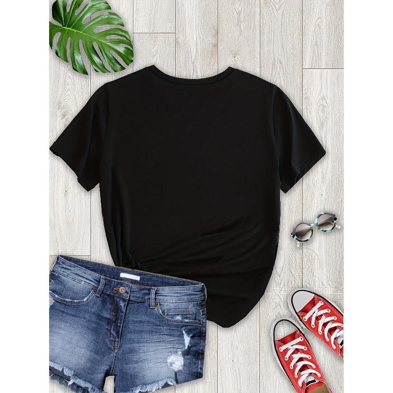 European Size Plus Size,Women's Casual Short-Sleeved T-shirt-Round Neck Colorful Heart Butterfly Pattern, Four Seasons Comfortable Top,Versatile Shirt