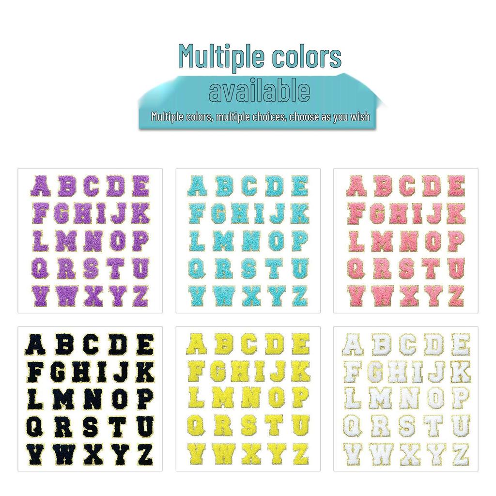 Gold Edged Glitter Embroidery Letter Cloth Patches - DIY Iron-on Clothing Decoration.