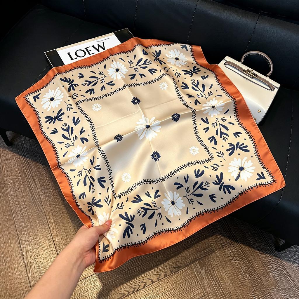 Hong Kong style burgundy printing waist silk scarf belt jeans waist accessories new square scarf fart curtain waist seal