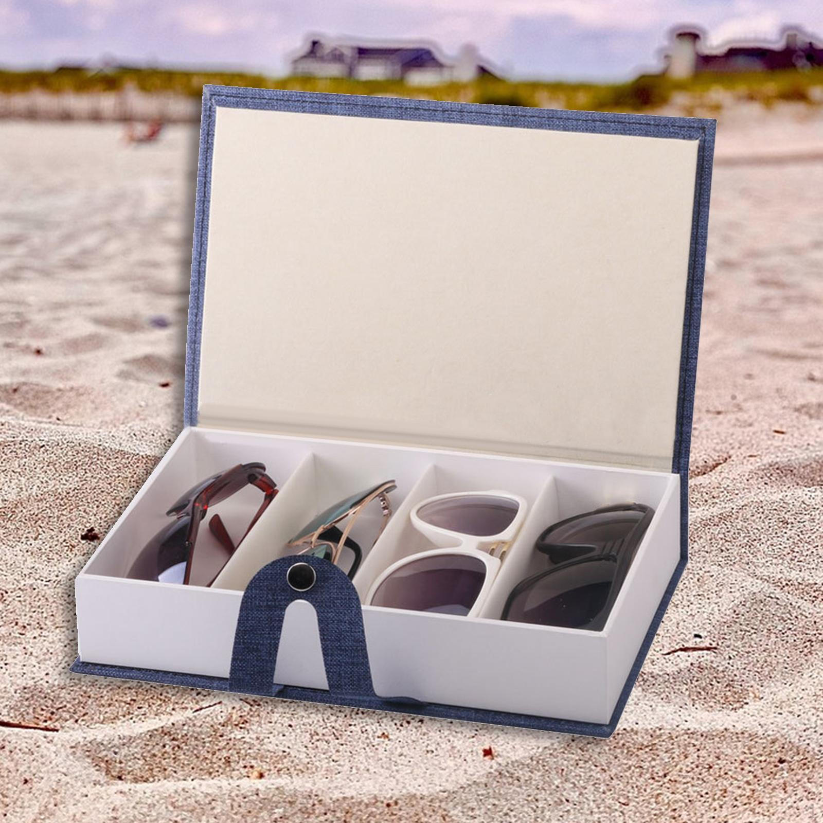 

Витрина для очков Органайзер для ювелирных изделий 4 отделения Легкие пылезащитные солнцезащитные очки серый