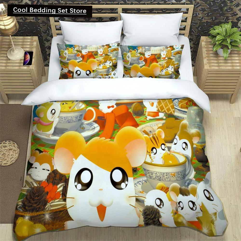 3D Printing Cartoon Lovely Hamtaro Bedding Set Duvet Cover Pillow Set Birthday Gift Children Quilt Cover Bedding Home Textiles