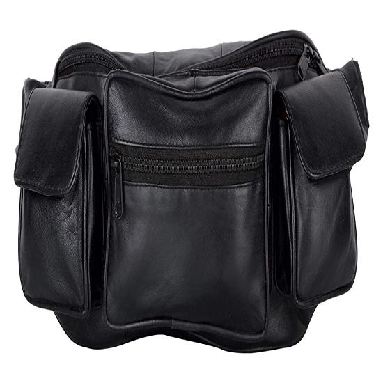 NOORA Black Leather Bags | Stylish Handmade Waist Bags for Unisex |