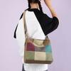 Damen Farbblock Patchwork Canvas Umhängetasche Lässige Schultertasche Mode Outdoor Einkaufen