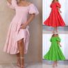 In-stock Summer New Women's Fashionable Loose Off-shoulder Puff Sleeve Mid-length Dress