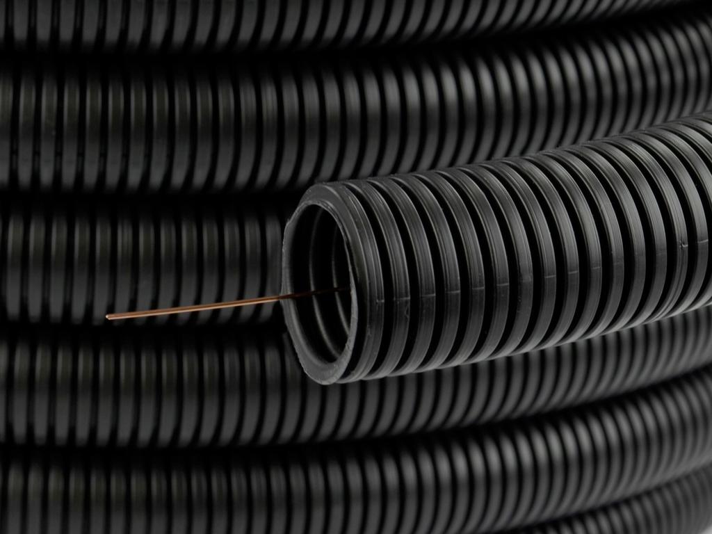 Corrugated conduit with pilot for cables 16mm 50m black