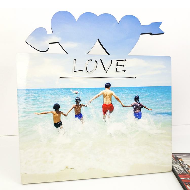 RubySub MDF Wooden Custom LOVE Heart Photo Frame Sublimation Blanks Photo Frame for Valentine s Day
