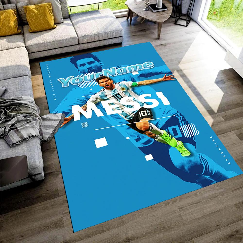Messi Personalized Name Carpet Suitable for Game Room Balcony Foyer Decorate Room Antislip Carpet Anime Office Decor Perfect Gift for Friends & Family