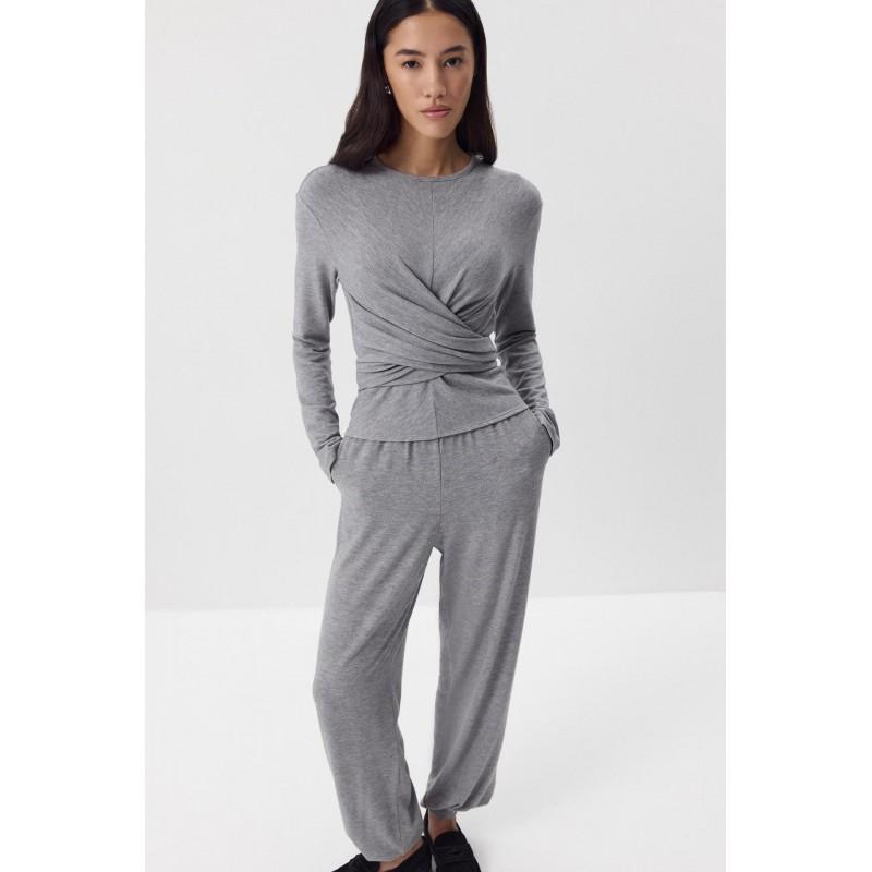 2026 Soft Modal Set Women Casual Lace-up Top Pants Two-piece Outfit