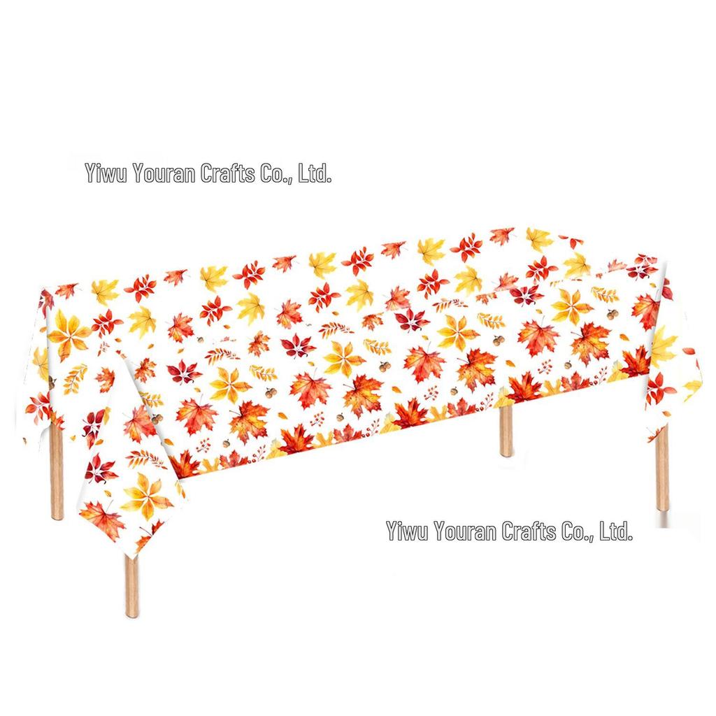 Maple Leaf Pumpkin Thanksgiving Disposable Party Set - Plates, Tablecloth, Napkins