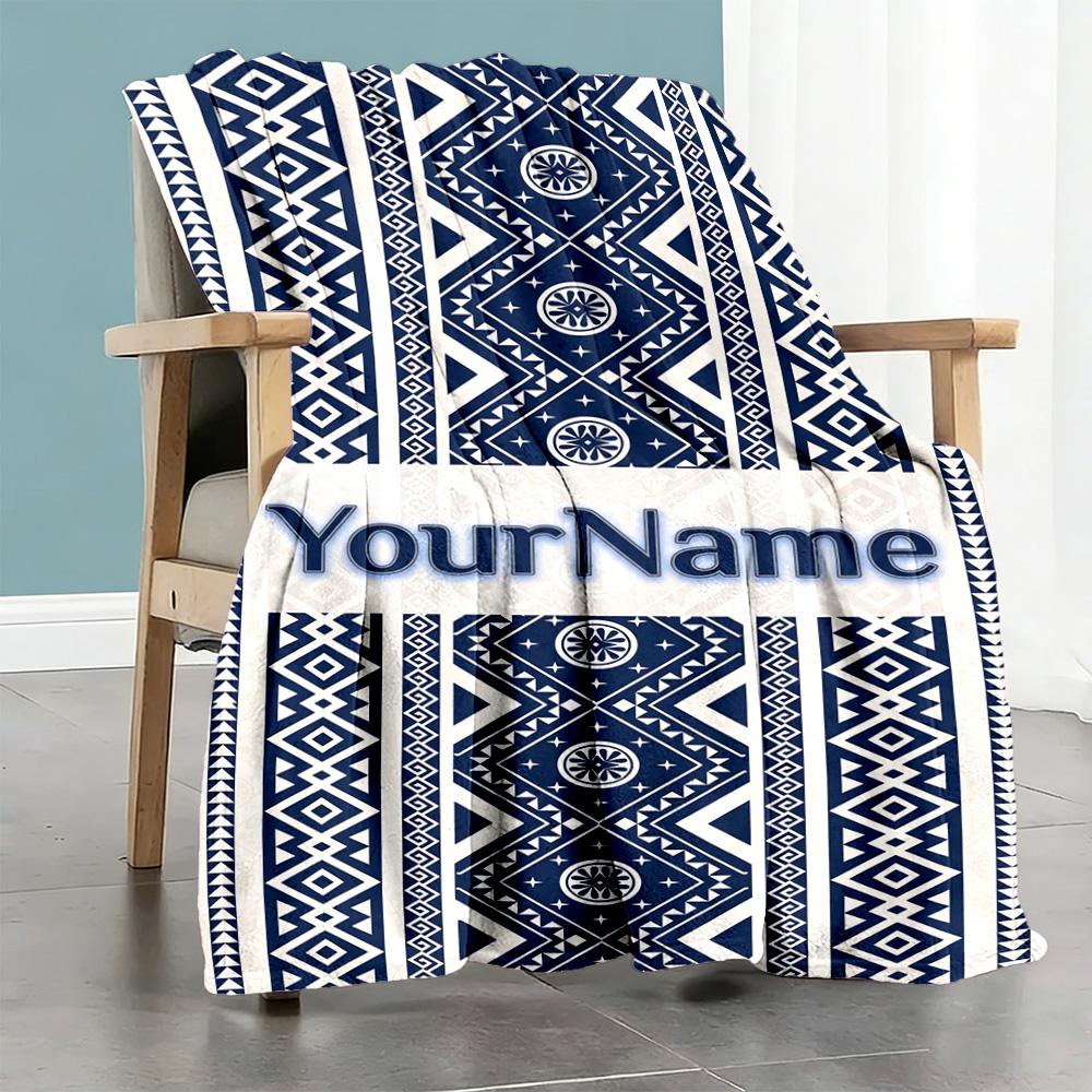 Ethnic Tribal Patterns Personalized Name Blanket Multi-purpose Personalized Blanket Comfortable Suitable for Bed Picnics Chair Nap All-Season Use