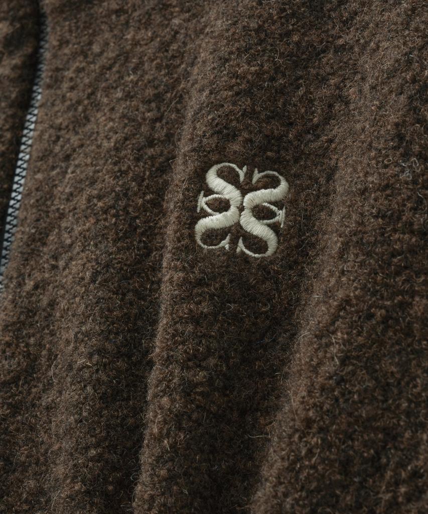 Seteo (W) Crop Half Neck Fleece Knit Zip-Up Brown