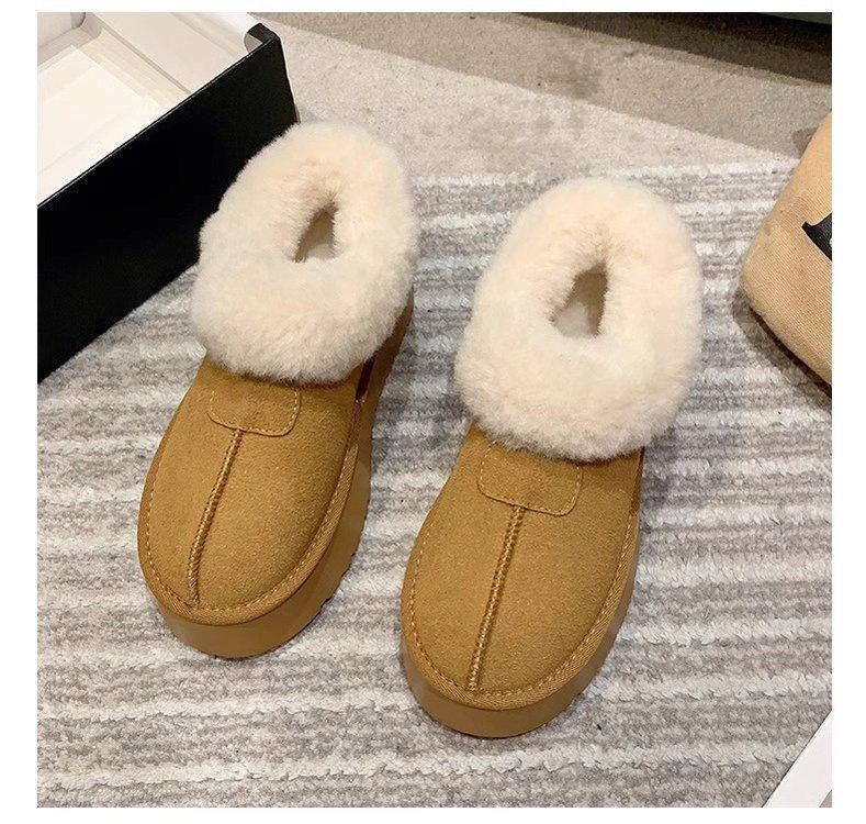 Thick-soled snow boots winter new velvet thickened large cotton shoes bread fluffy shoes 35