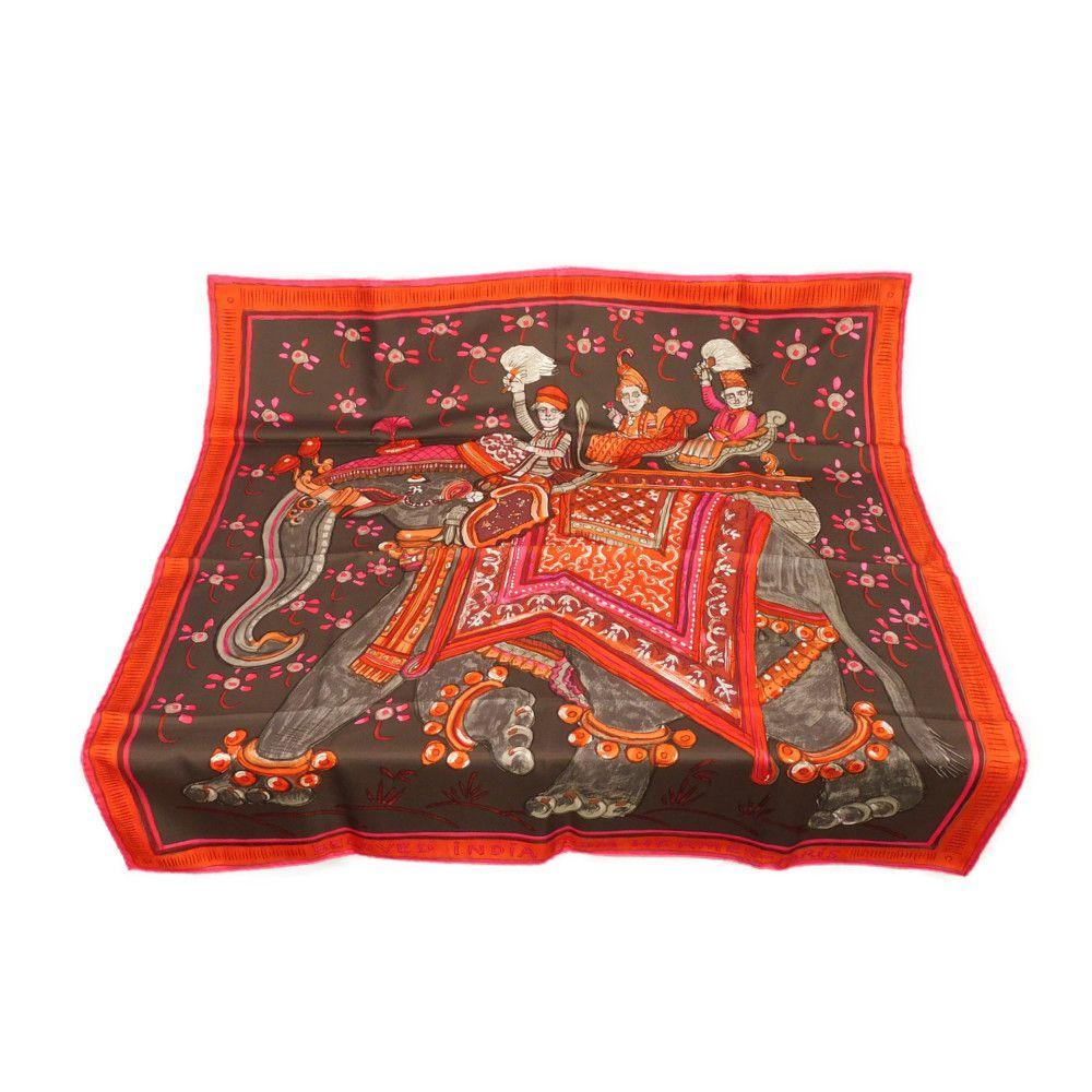 

Used 9212 Carre 90 7955 BELOVED INDIA Philippe Dumas Indian Luxury Merchant Silk Fabric Multicolor Deep Indian Love