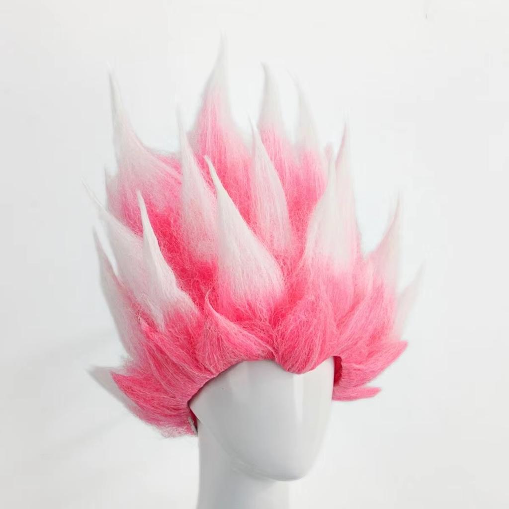 Pink And White Anime Style Cosplay Wig Fluffy Curly Hair Synthetic Party Wear Wig for Women