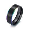 Titanium Steel Black Intercolor Double Color Ring for Men Seven Color Brushed Black Gold Groove Ring